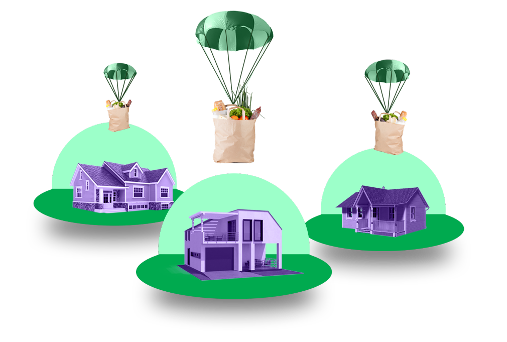 groceries floating into homes